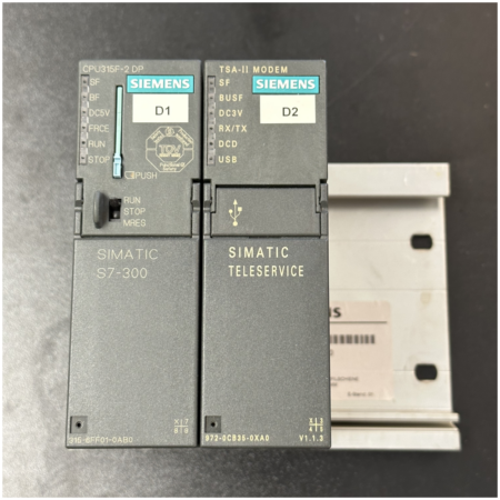 Siemens 
Simatic S7-300 CPU315F-2 DP
6ES7315-6FF01-0AB0
Simatic Teleservice
6ES7972-0CB35-0XA0